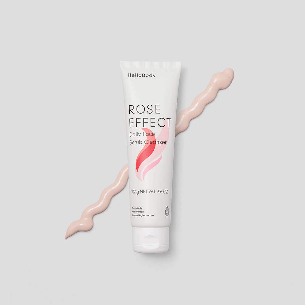 HelloBodyRose Effect Balancing Facial Cleansing Cream (100 ml) - Facial Cleansing with Gentle Exfoliating Effect - with Rose Water for Oily and Combination Skin