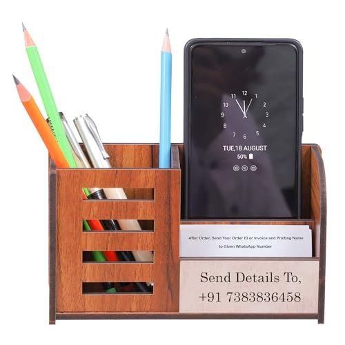Image of Deskart Multipuropse Pen Holder Stand for Office Desk and Study Table | Multipurpose Stylish Stationary Organizer (Prime, With Name Printing, Pen Holder)