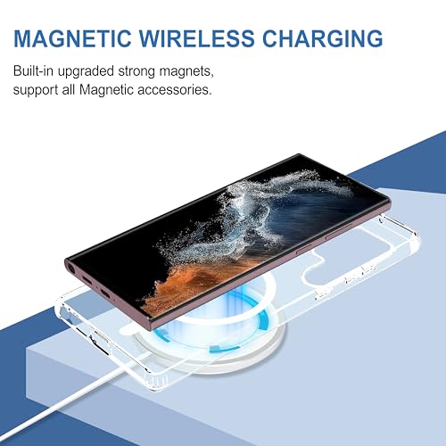 Image of CEDO Cover for Samsung Galaxy S22 Ultra (5G) | Compatible with MagSafe Wireless Charging | Designed with Magnetic Lock Shockproof Phone Bumper Transparent Back Case Cover (Transparent)