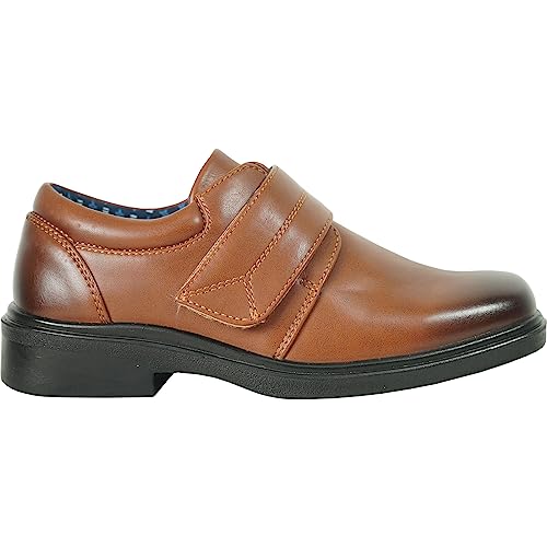 bravo! Boy Classic Slip-on Loafer and Lace-up Oxford William Kid Dress Shoe School Uniform with Removable Insole and Square Toe Black Brown Black Patent4