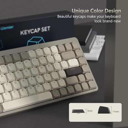Image of Womier Low Profile Keycaps - Shine Through PBT Keycaps | 60 65 75 100 Percent, Mechanical Keyboard Keycaps for Cherry Gateron MX Switches Keyboard - Khaki Grey