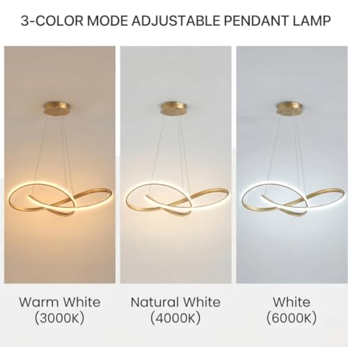 Image of Groeien 3-Color Gold Finish Infinity Loop Pendant Hanging Ceiling Lamp Fixture | Chandelier for Home, Indoor, Outdoor,Living Room, Bedroom(Infinity Loop Hanging, 1)