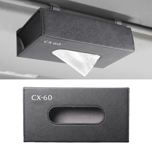 SAWAKAKI マツダ CX-60 に専用設計 ティッシュケース ティッシュ ボックス PUレザー ロゴ入り 大容量 マグネット式 便利グッズ 挟むだけ カスタムパーツ 車用