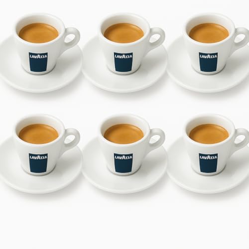 Holland Plastics Original Brand 6 X Lavazza Espresso Coupes Porcelaine et soucoupes des capacités cc 75, height mm 58