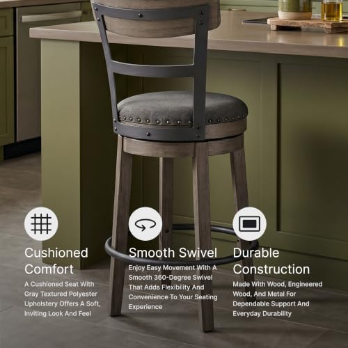 Signature Design by Ashley Caitbrook Swivel 30" Bar Height Bar Stool, Gray - image 6