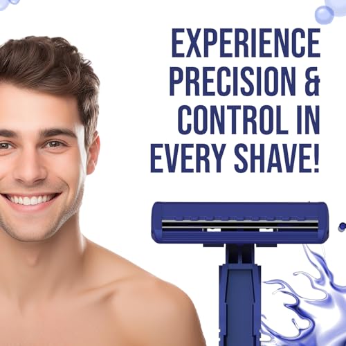 Image of DORCO Klass 2 TD708 Disposable Razors for Men, Pack of 25 | Long Handle for Comfortable Grip | Lubricating Strip for Smooth Glide | Lightweight & Easy to Carry | Convenient Disposable Shaving Razor