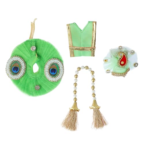 Vestimenta para Estatua Laddu Gopal con Mukut Verde 4" miniatura 3