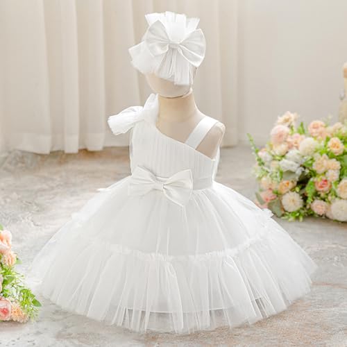 IDOPIP Toddler Baby Flower Girl Dress Bowknot Princess Tulle Tutu Party Wedding Birthday Pageant Dresses with Headband Outfit2