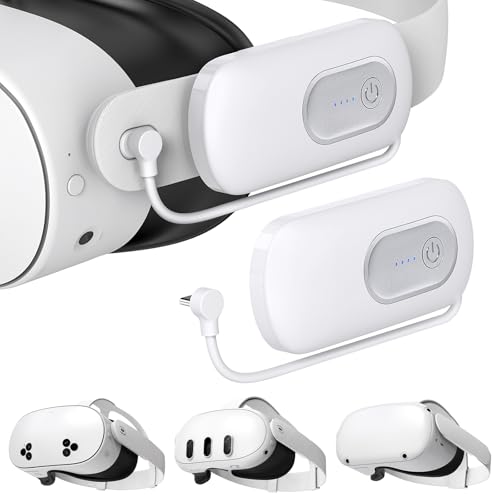 YUANHOT Battery Pack for Meta Quest 3/3S/2, 2Pack 20000mWh 18W Fast Charger Extended Battery for Meta Oculus Quest 2/3 Original Strap and Elite Strap Lightweight VR Accessories for Extra 3*Game Time
