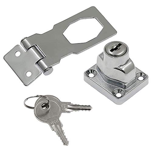 Image of 2Pcs Keyed Hasp Locks 3 Inch Twist Knob Keyed Locking Hasp, Metal Safety Hasp Latches Keyed Different for Small Doors, Cabinets (Sliver)
