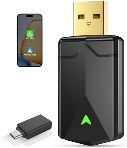 Бездротовий адаптер CarPlay для Великої Британії – бездротовий адаптер Android Auto, 5,8 ГГц Wi-Fi Plug & Play, міні- та стабільна iOS 10+/Android 10+, швидке автоматичне підключення для автомобілів 2016+ (1 шт.)