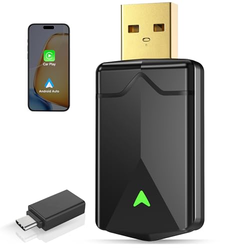ZOUHOE Carplay Wireless Adapter – Android Auto Wireless Adapter, 5,8-GHz-WLAN, Plug & Play, Mini & Stabil, iOS 10+/Android 10+, Schnelle Auto-Verbindung für Fahrzeuge ab Baujahr 2016. (1 Stück)