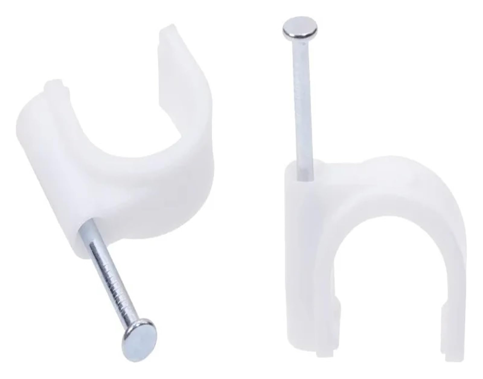 Gkirqvpe One Color Cable Clips ， Steel Circle Nail Clips Black/White 4-12Mm 50/100 Pack(100Pcs White 5Mm)