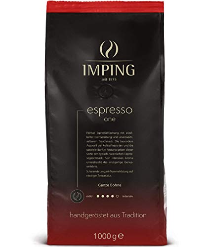 Espresso One Kaffee Premium Kaffeebohnen 1kg - Stärke 4/5 - Kräftiger Espresso Ganze Bohnen 60% Robusta 40% Arabica - Intensiver Geschmack handgeröstet aus deutscher Traditionsrösterei Cover