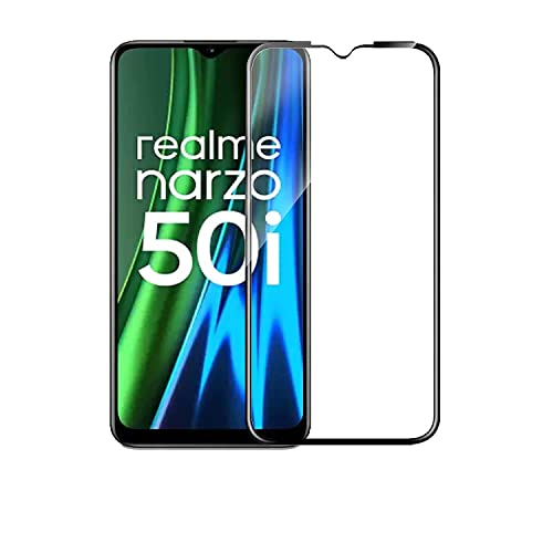 Image of Screen Protector for Realme Narzo 50i (Black) Tempered Glass Edge-to-Edge 6D Screen Guard With Installation Kit