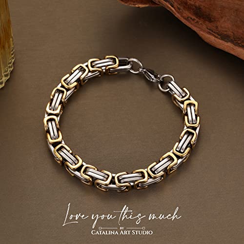 To My Man Cuban Link Bracelet For Him, Romantic Birthday Gifts For Him, Jewelry For Him, Best Gifts For Husband From Wife 8Mm Stainless Steel 8.25" Width, Husband Who Has Everything Gift Ideas (Silver-Gold, Stainless Steel) #TOP3