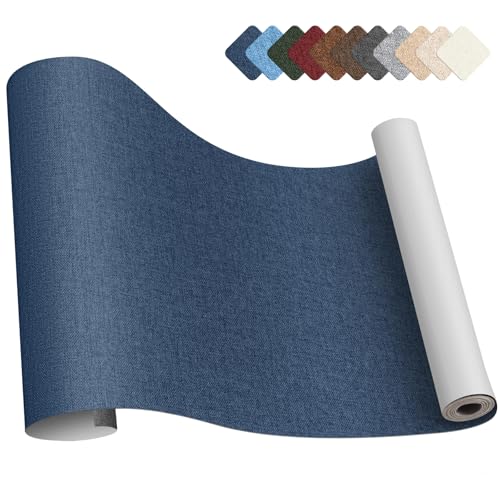 補修テープ 布 40 x 200cm リネン製 補修布シート ソファ 補修シート リネンパッチテープキット、椅子、枕、カーテン用ファブリックパッチテープ 紺