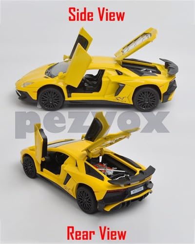 Image of 1:32 Scale Lamborghini LP750 Model Diecast Metal Pullback Toy car with Openable Doors & Light, Music Boys car for Kids Best Toys Gifts Toys for Kids (Yellow)