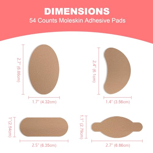 Image of Moleskin Pads for Blisters Feet - (Variety Pack) Blisters Bandages for Toes, Heel - Mole Skin Patch for Calluses, Bunion Prevention & Recovery - 9 Sheets (54 Pieces Total)