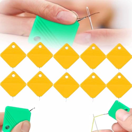 Image of 2024 Newest Automatic Needle Threaders for Hand Sewing, Embroidery Floss, Sewing Machine Needle Threader, Sewing Supplies Tool, Fits All Needle Sizes (Yellow, 10 PCS)