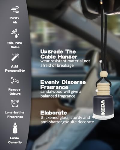 Image of Car Air Fresheners for Men | 10ml Air Freshener | Strong Perfume Hanging Diffuser with Odour Eliminaor Technology | Car Accessories | Car Scents Air Fresheners by Ikeda (Square, New Car)