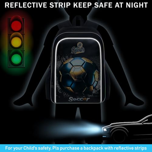 Image of gxtvo 3PCS Soccer Bookbag for Boys, 17 inch Kids Football Backpack with Lunch Box, Water Resistant Middle Elementary Letter School Bag - Blackgold Football