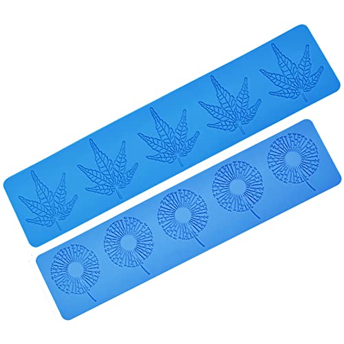 3D Silikonformen Fondant Ahornblatt 3D Silikonformen Fondant Löwenzahn 5 Loch Kleines Blatt Silikon Spitze Kissen Geprägte Spitze Fondantform Silikonform für die Dekoration von Kuchenspitzen 2 Stück Cover