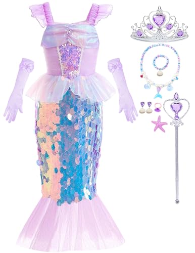 Disfraz completo de sirena para niñas 7-8 años miniatura 1