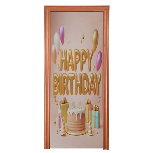 FLildon Birthday Theme Cake Door Cover Decoration, Party Accessory Porch Decor for Festive Ornament Room Door Covers 35 x 79 Inch