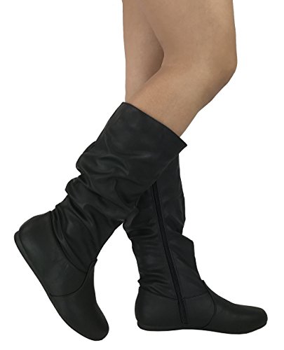 Wells Collection Womens Boots Soft Slouchy Flat To Low Heel Under Knee High thumb #1