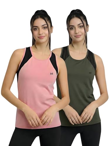 Image of White Moon Women's Gym Tank Top Combo | Pack of 2 Sleeveless Sports T-Shirts for Running, Training & Yoga