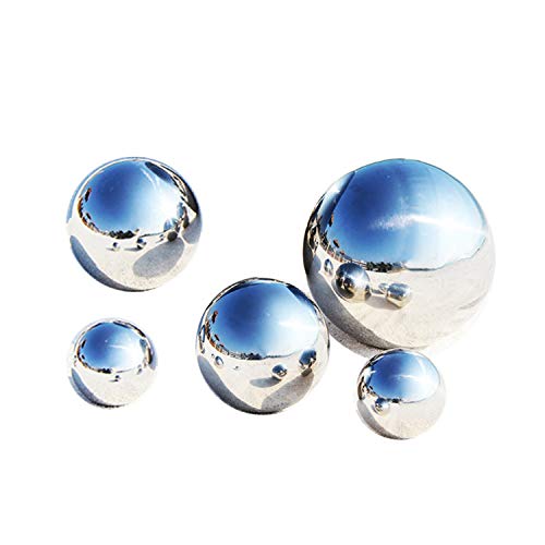 LANUCN Bolas de Jardín de Espejo de Césped de Metal, Acero Inoxidable Plateado Bolas para Decoración del Hogar, Hueco (5pcs Mix) Cover