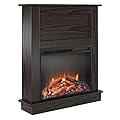 Ameriwood Home Ellsworth 32 Inch Electric Fireplace with Mantel, Replaceable Fireplace Insert Heater, Remote Control, Timer, Realistic Log and Flame Effect, For the Living Room or Bedroom, Espresso