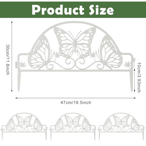 Image of HASTHIP 4pcs Outdoor Garden Fence Border, PVC Decorative Garden Edging Fence Outdoor Cut-Out Butterfly Garden Picket Fence Panels, Garden Fence Decorative Flower Fencing for Pathway, Yard, Lawn