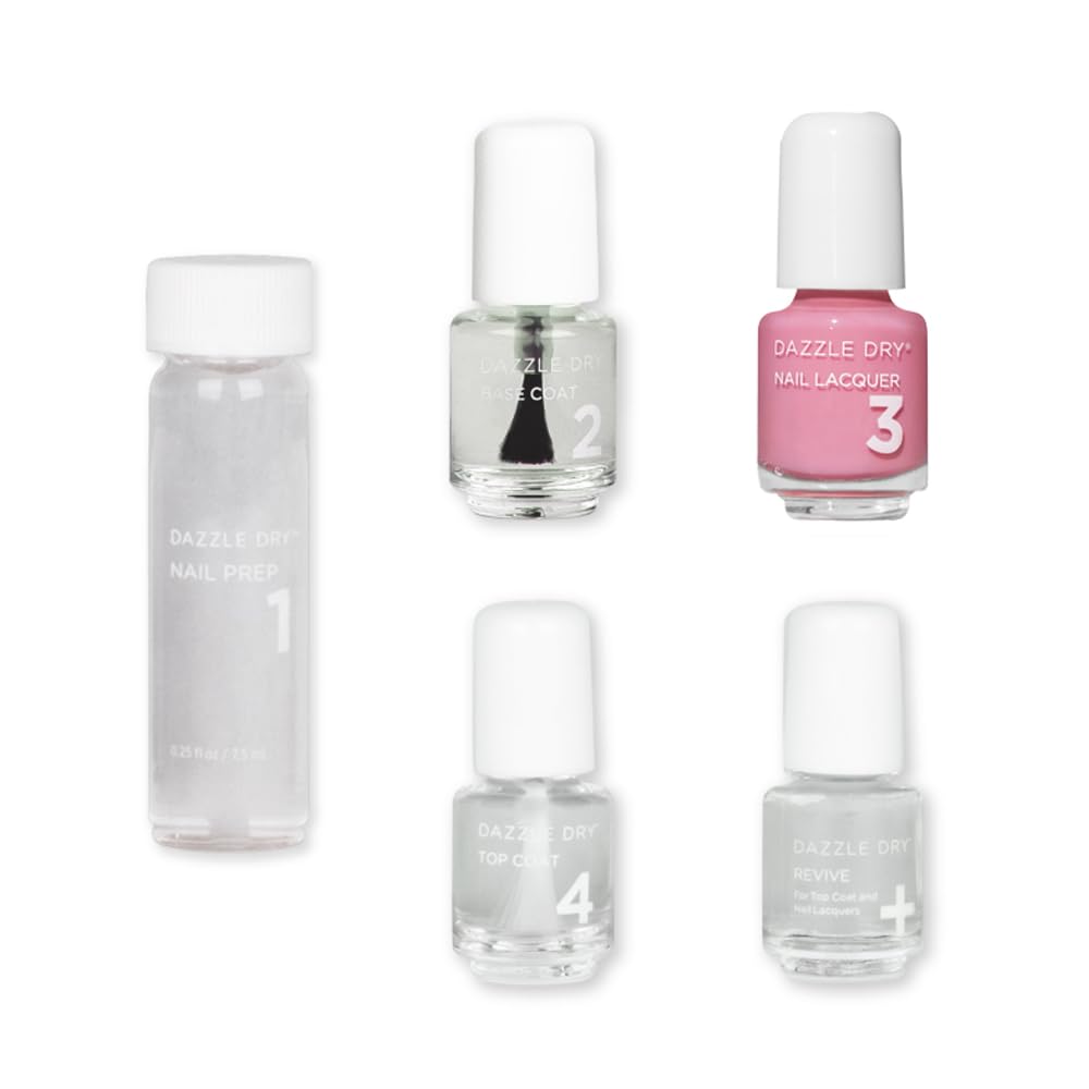 Dazzle Dry Mini Kit 4 Step System - Soulmate - A bubblegum pink. Full-coverage cream. (5 Piece Kit / 5 Manicures)