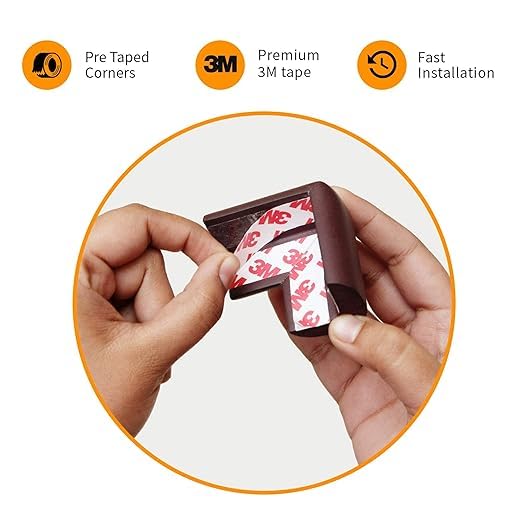 SwissHome Premium Baby Proofing Corner Guards Pre-Taped Corner Protectors for Furniture Ultimate Child Safety Edge Guards with Adhesive Protects Toddlers from Sharp Corners (Brown, Pack of 4 PCS) 4