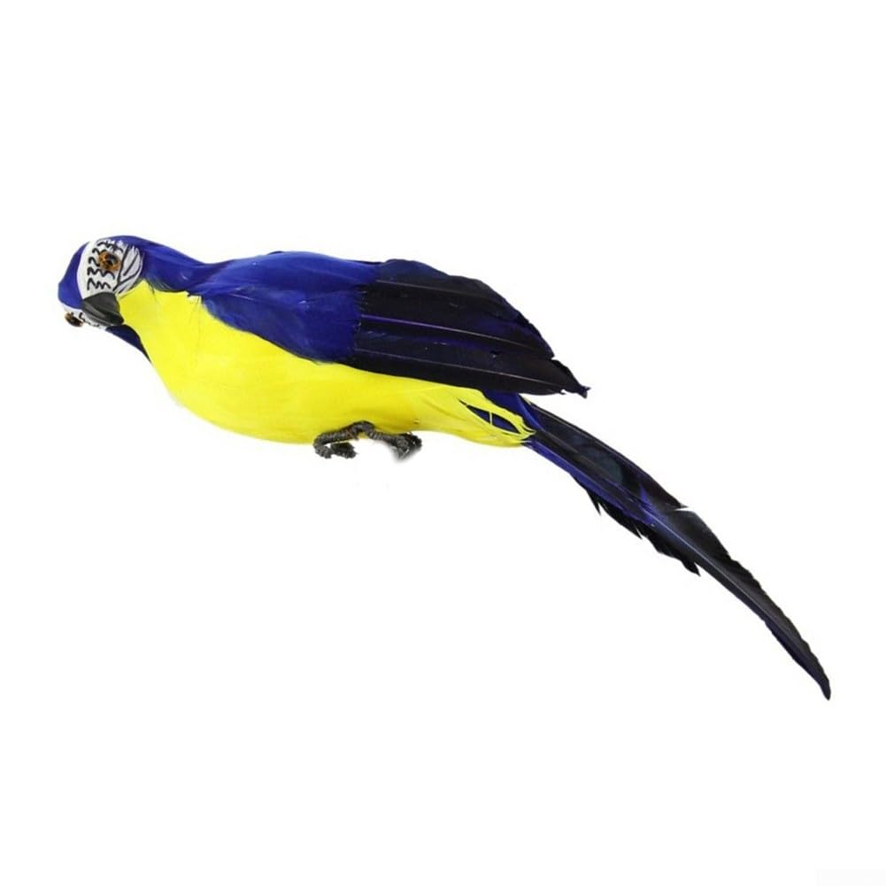 Colorful Artificial Parrot Garden Ornament for Home Decoration, Realistic Feathered Bird Model for Indoor and Outdoor Use (blue)
