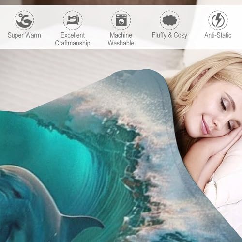 Manta de forro polar de delfín supersuave para evitar el frío en el sofá 6