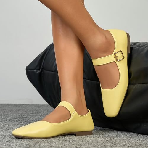 LUXMAX Mesh Mary Jane Flats for Women Leopard Square Toe Flats Low Heel Ballet Shoes Comfortable Dress Ballerina Shoes4