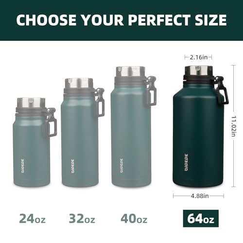 Image of BJPKPK 64oz Insulated Water Bottle, Stainless Steel Vacuum Jug with Handle | Half Gallon Large Water Bottle, Leak-Proof BPA-Free Vacuum Insulated Bottle for Gym, Hiking, Camping & Outdoor Adventures