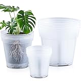 Vesici 12 Pcs 5/7/9 Inch Large Size Clear Nursery Pots Variety Pack Plant Pots with Drainage Holes Planters for Indoor Plants Flexible Transparent Plastic Plant Bottle Succulents