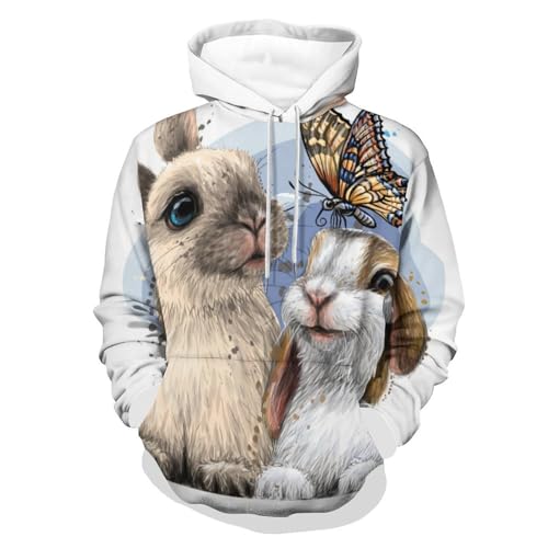 Sweat à capuche manche longue UMENG avec motif original lapin et papillon