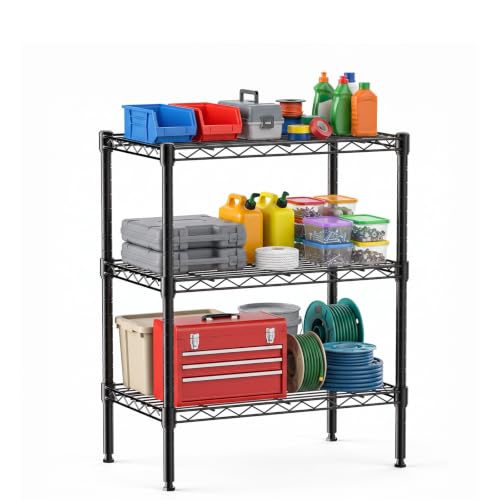 Image of DUMOS 3-Tier Metal Storage Shelves, Shelving Unit, Storage Rack, 23.1 inch W