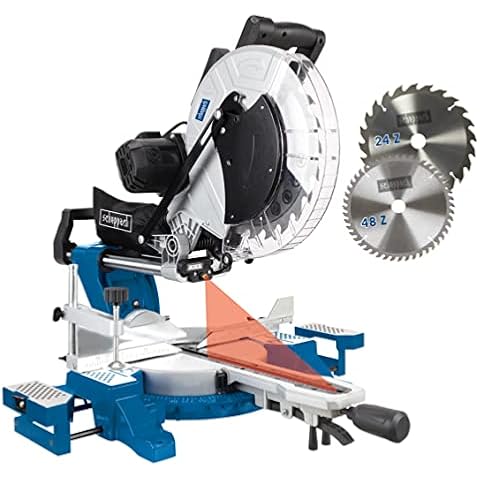 Scheppach Kappsäge HM140L Kapp-Zugsäge Gehrungssäge mit Laser & LED | Schnitthöhe 105 mm | Schnittbreite 330 mm | 230V 2000W | Sägeblatt Ø 305mm | beidseitig neigbarer Sägekopf | inkl. 2. Sägeblatt Cover