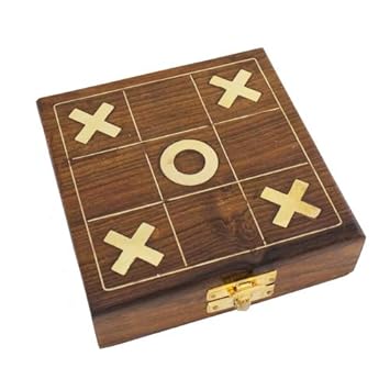 Nagina Wood Carving Works Tic Tac Toe | Noughts and Crosses Game | Portable Game for Kids and Adults