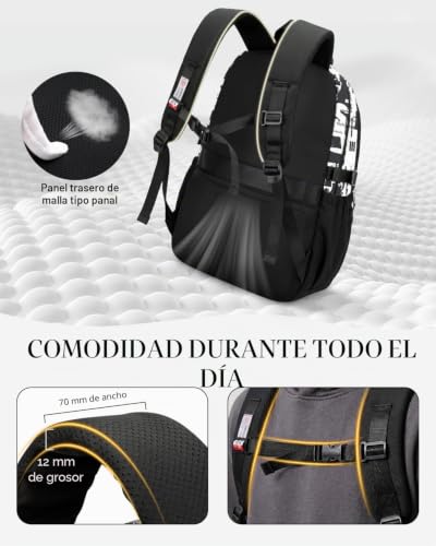 Mochila escolar para chicos instituto mochila grande negra con graffiti apta para carro 6