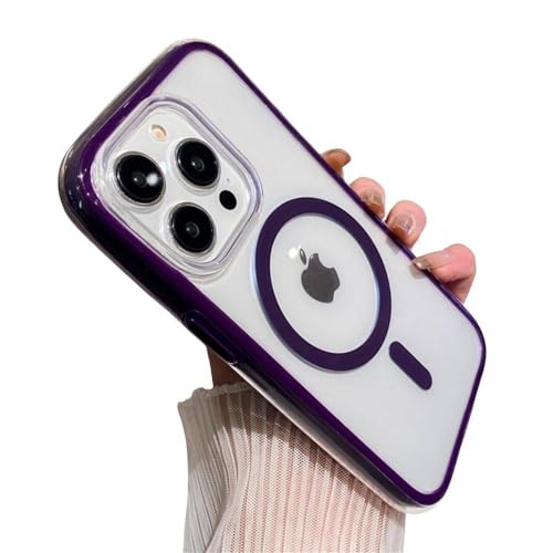 Coque de chargement sans fil magnétique de luxe en violet foncé pour iPhone 14 Pro Max