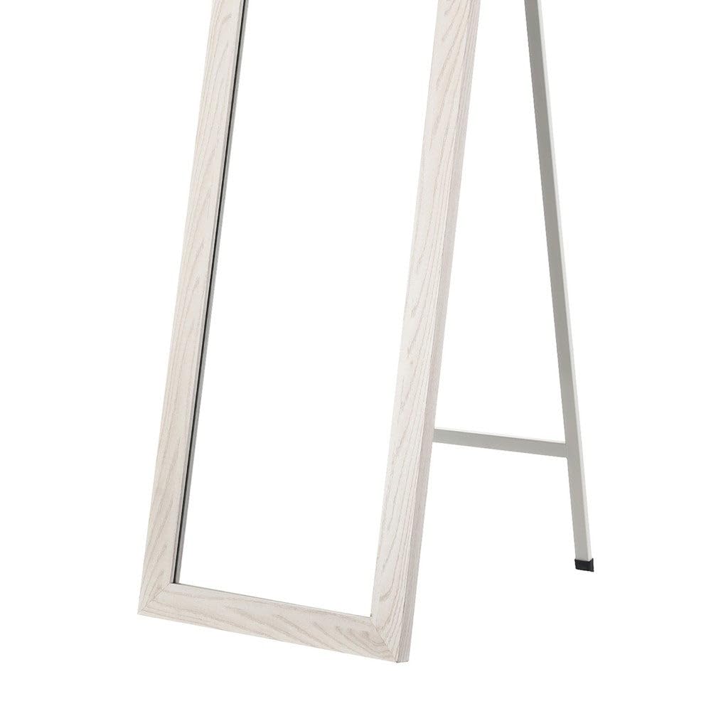 LOLAhome - Espejo de Pie Blanco 4 Posiciones de 37x157 cm. Espejo de Cuerpo Entero con Marco con Vetas de Madera para Vestidor y Dormitorio. Ligero, Resistente y Ajustablen en Inclinación