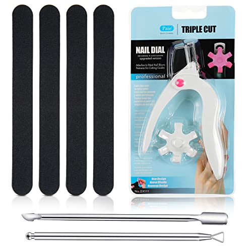 7 Pieces Nail Art Tools Set, False Acrylic Nail Cutter Fake Nail Clippers with Pointed Blade U-Shape Trimmer, Cuticle Pusher, Cuticle Remover and Double-Sided Nail Files for Nail Art Manicure