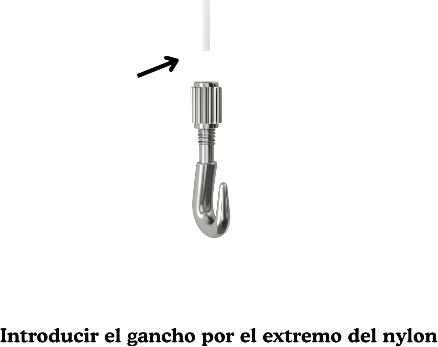 Colgar cuadros sin agujeros - Gancho | Con lazo de nylon 2 m (1,5-1,8 mm)| Ajuste con una mano | Sistema autoblocante | Uso doméstico y oficina - (Cuelga Fast Lazo, 15, unidad)